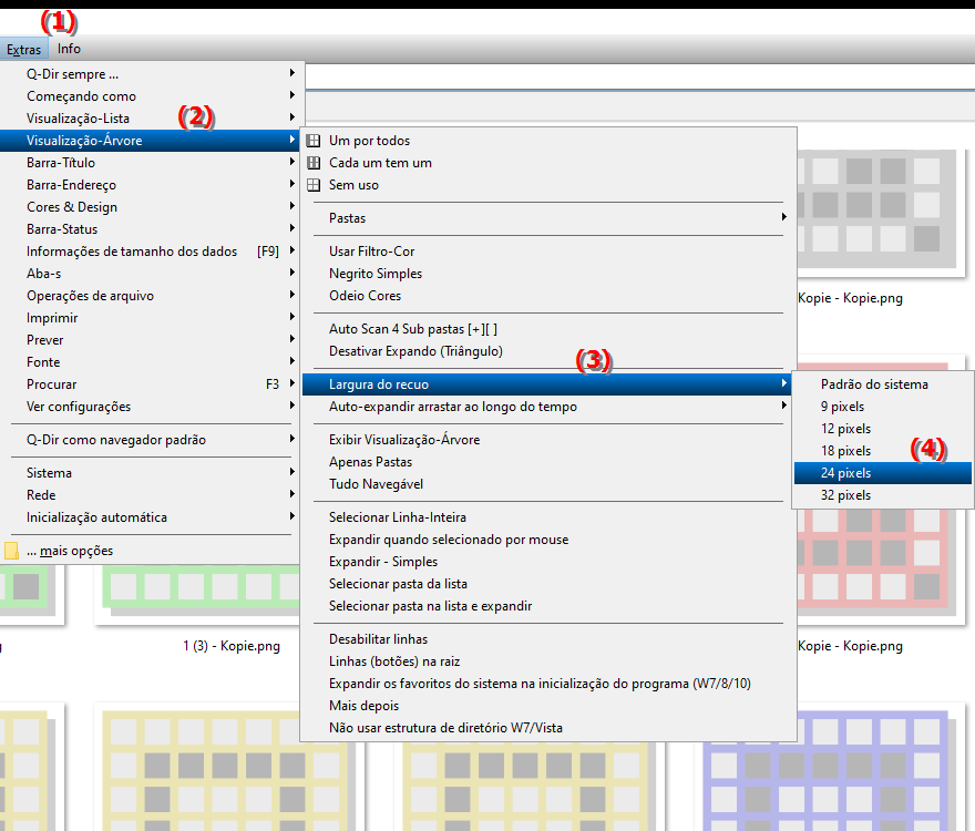 Como altero o recuo dos botões para 24 pixels